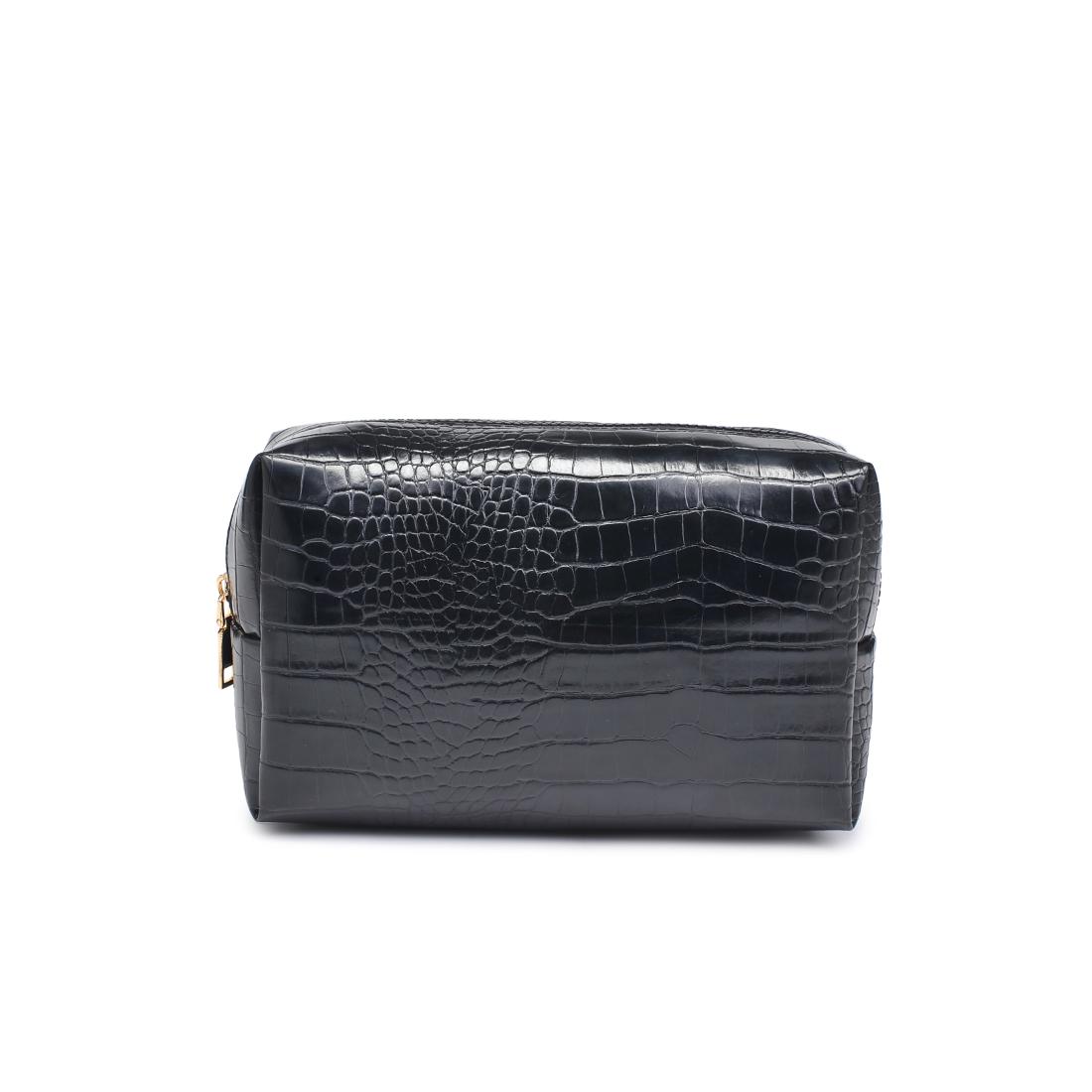 Urban Essentials Croc Chic Cosmetic & Travel Organizer Pouch 840611197269 View 5 | Black