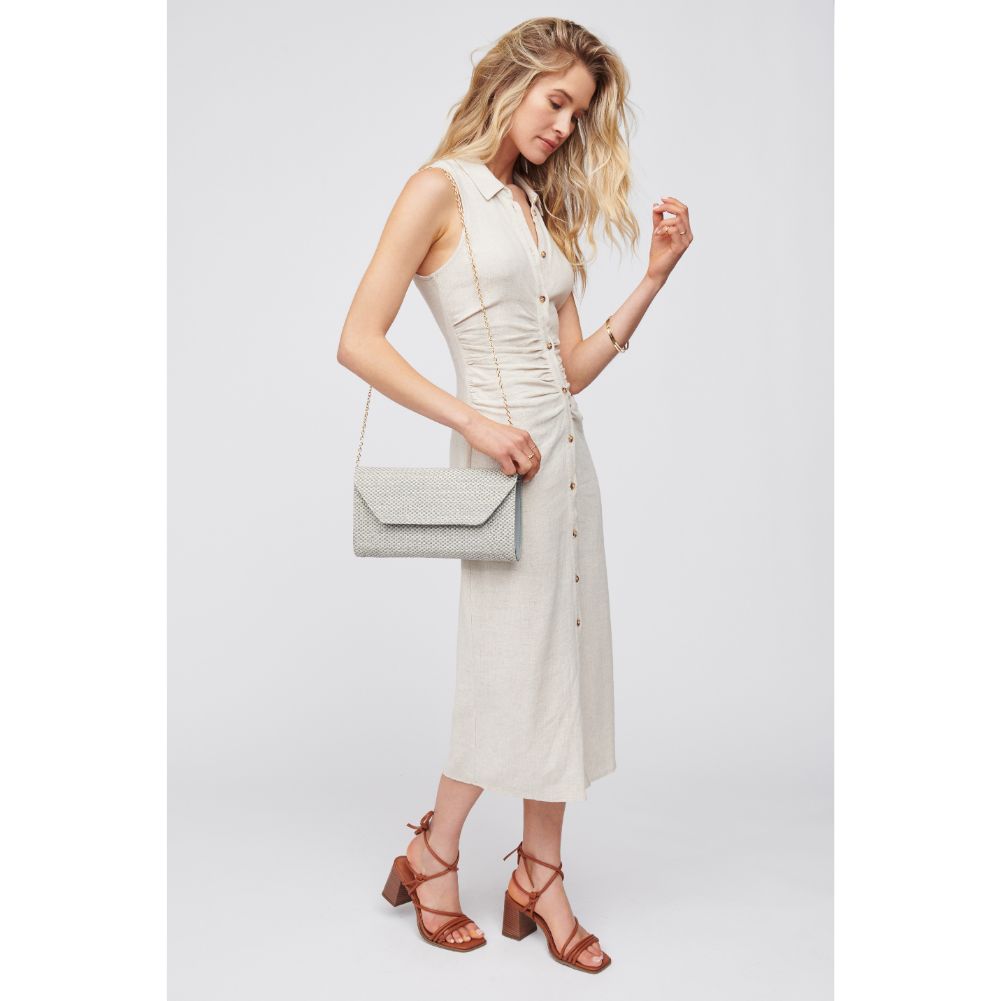 Woman wearing Dusty Blue Urban Expressions Dakota Clutch 840611100641 View 4 | Dusty Blue