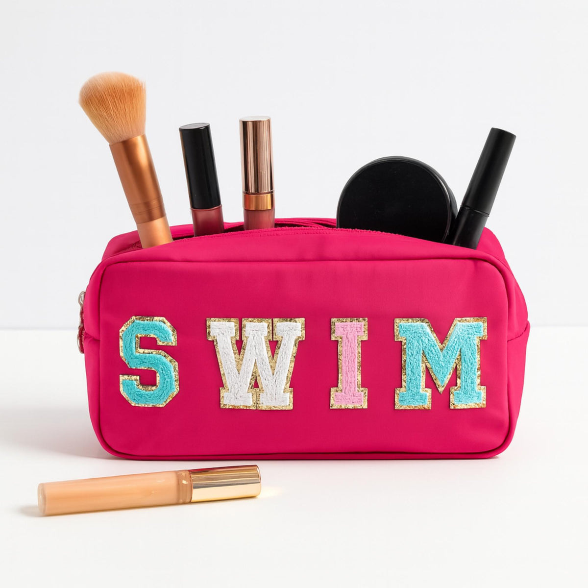 Woman wearing Hot Pink Urban Expressions Nalia Cosmetic & Travel Organizer Pouch 840504200441 View 2 | Hot Pink