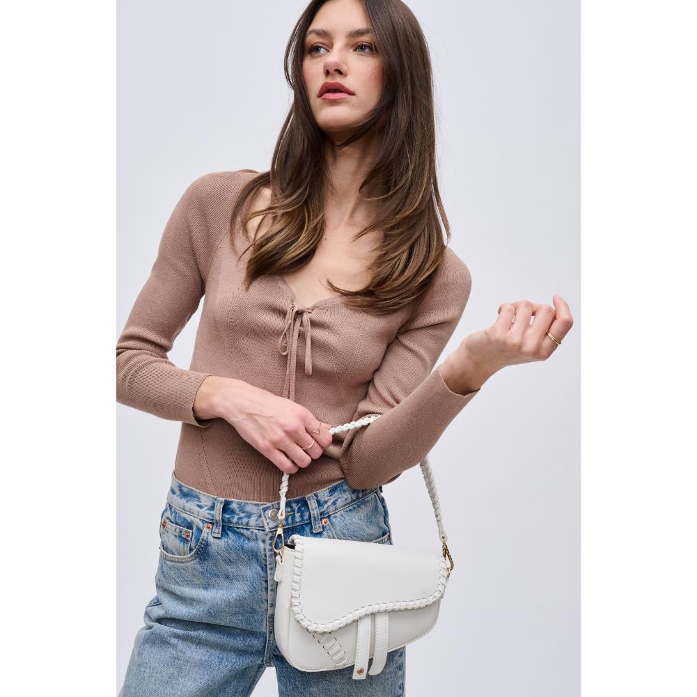 Woman wearing Ivory Urban Expressions Sloane Crossbody 840611121714 View 2 | Ivory
