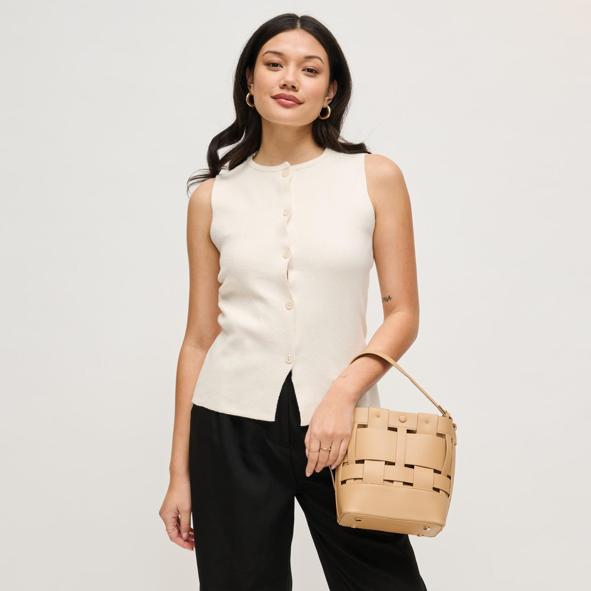 Woman wearing Natural Urban Expressions Parker Crossbody 840504205477 View 4 | Natural