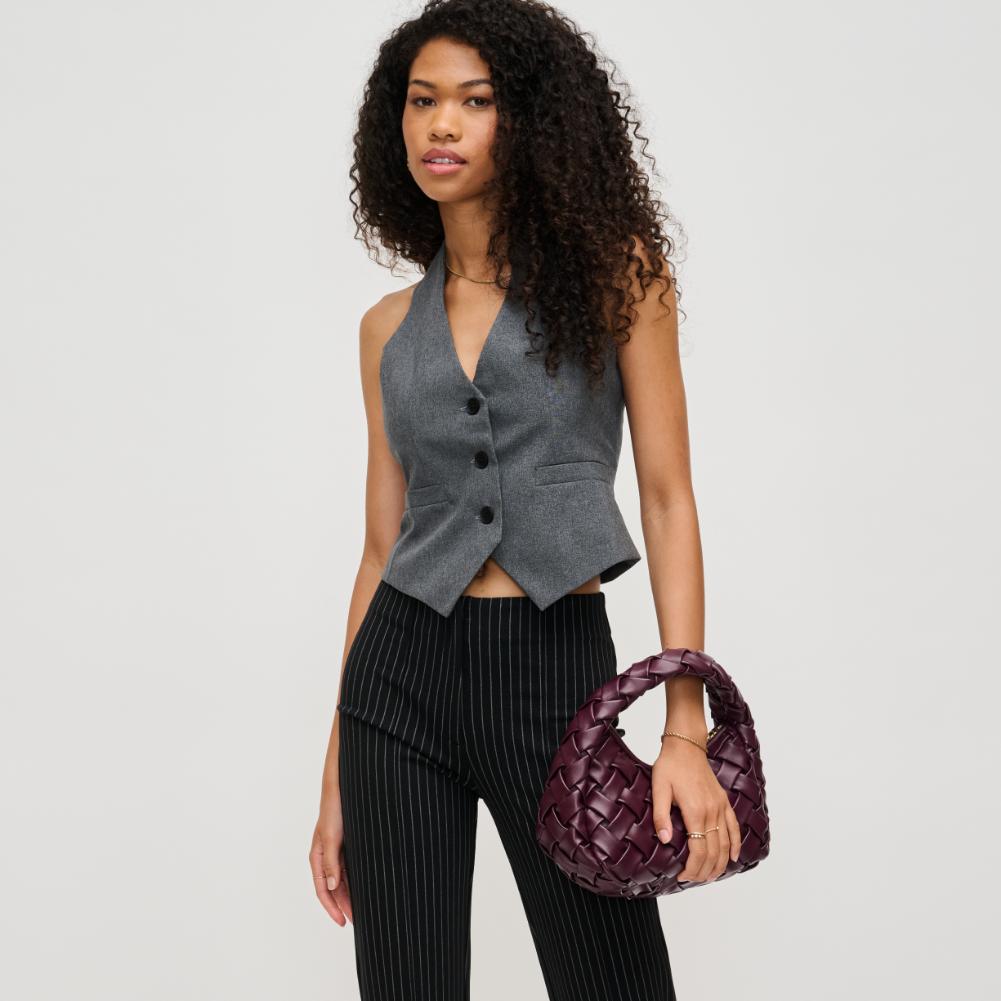 Woman wearing Wine Urban Expressions Noreen Clutch 840611193667 View 3 | Wine
