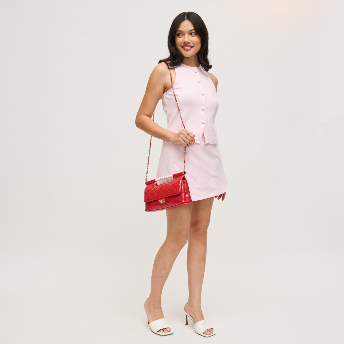 Woman wearing Red Urban Expressions Winslet Crossbody 840504205941 View 3 | Red