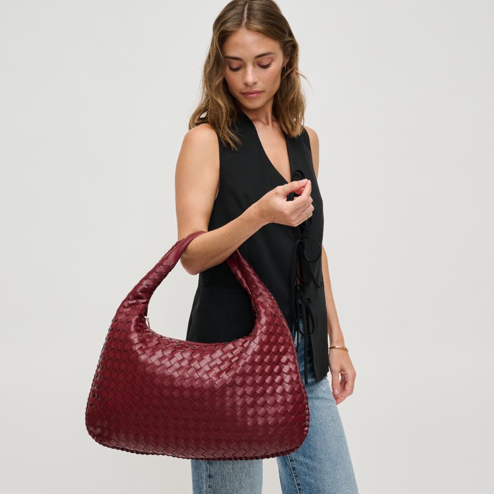 Woman wearing Wine Urban Expressions Victoria Hobo 840611140845 View 2 | Wine