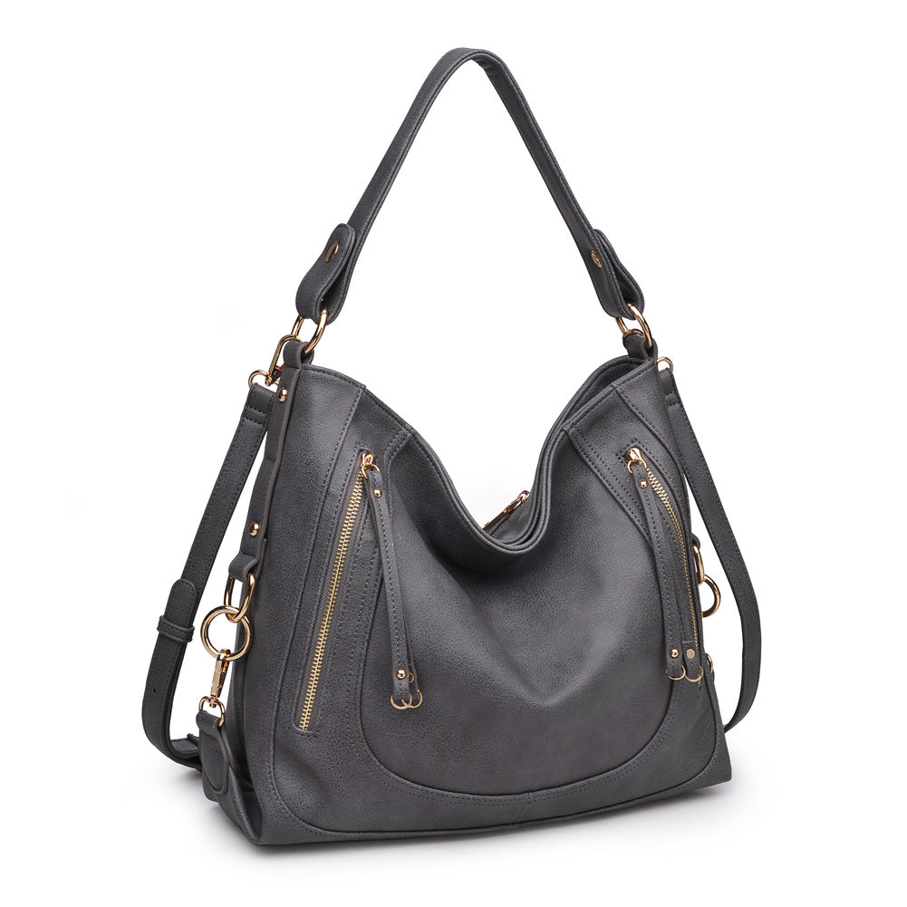 Product Image of Urban Expressions Jessica Pebble Satchel NA-840611155238 View 2 | Gunmetal