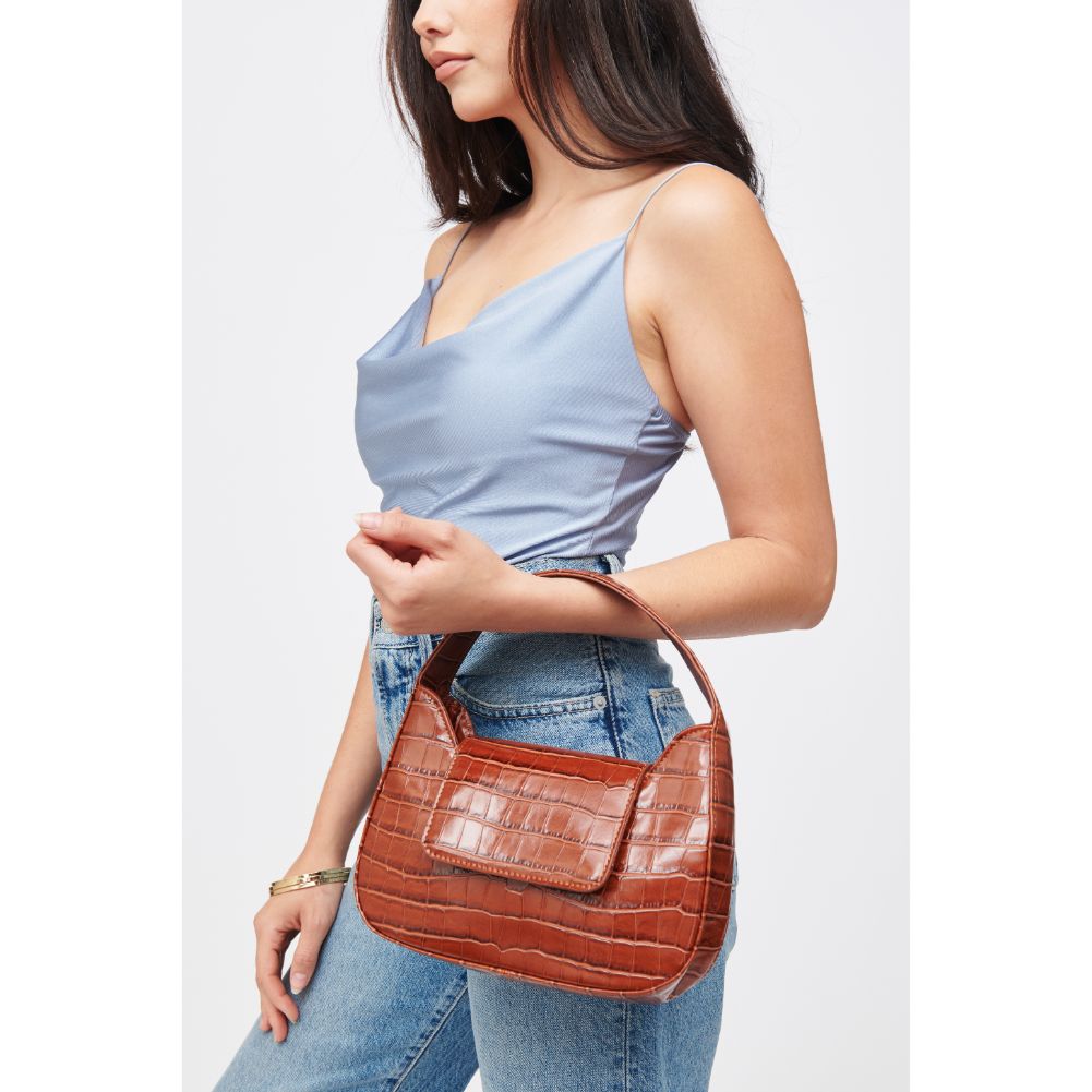 Woman wearing Chocolate Urban Expressions Esther Shoulder Bag 840611183477 View 3 | Chocolate