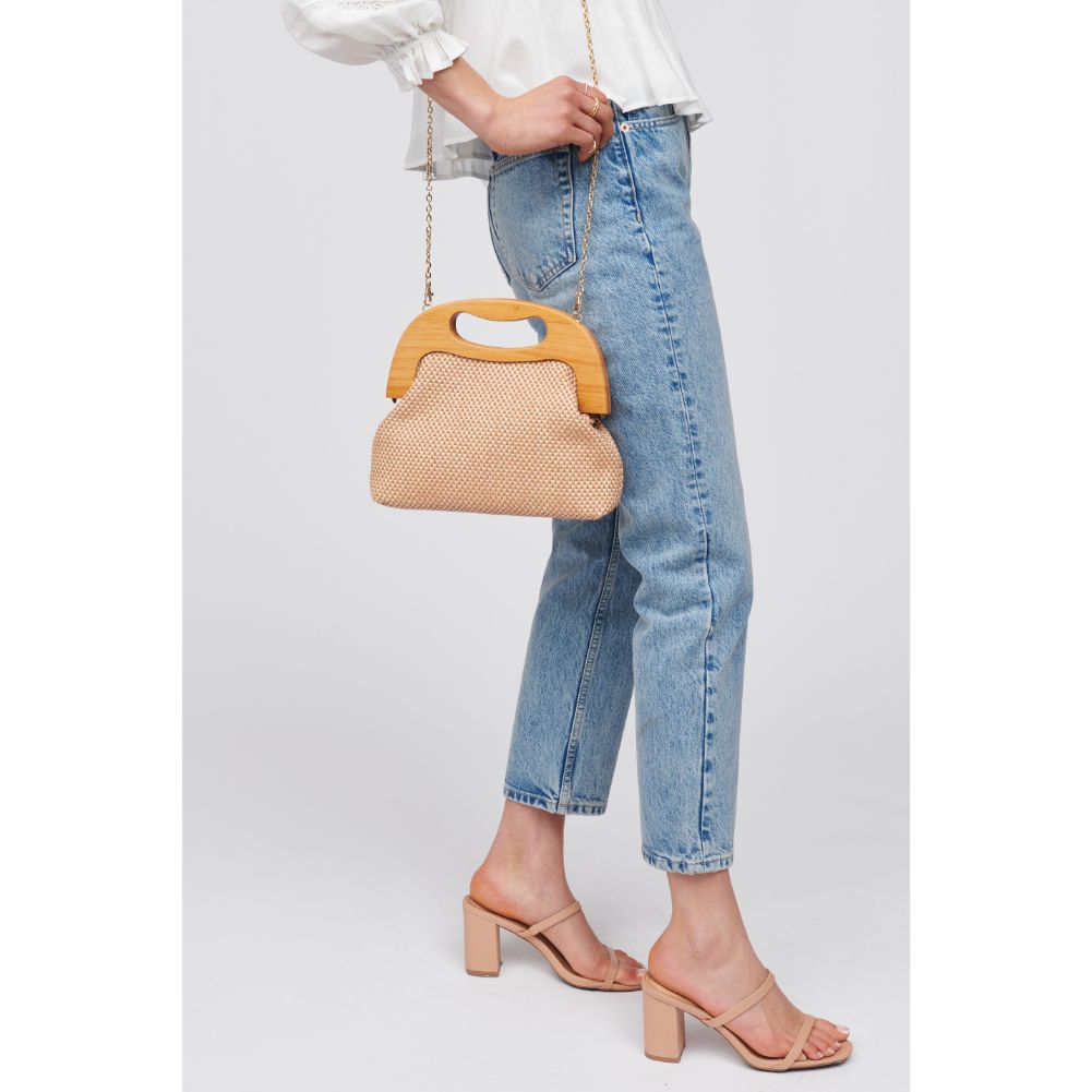 Woman wearing Tan Urban Expressions Java Clutch 840611100405 View 2 | Tan