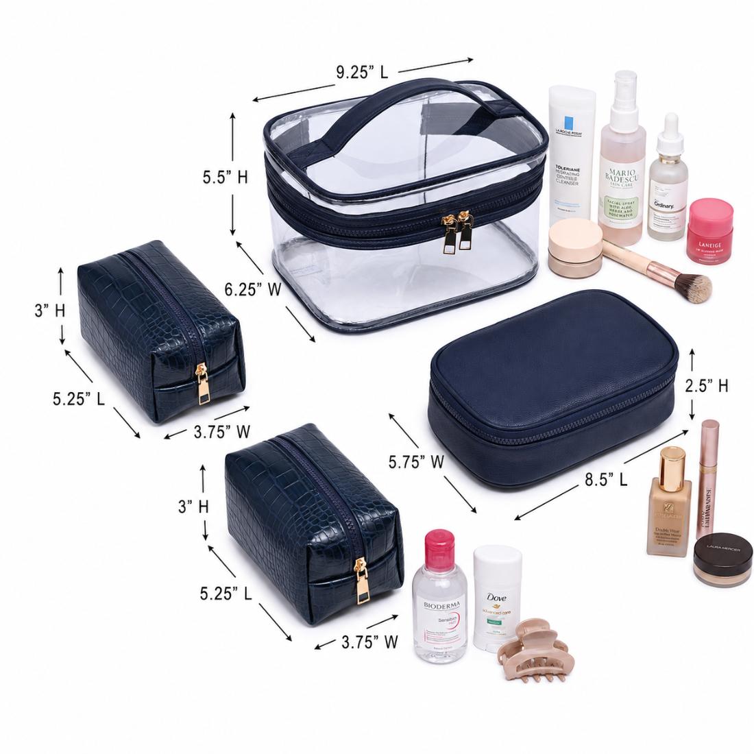 Woman wearing Navy Urban Essentials Croc Chic - 4 Piece Train Case Set 840504215735 View 3 | Navy