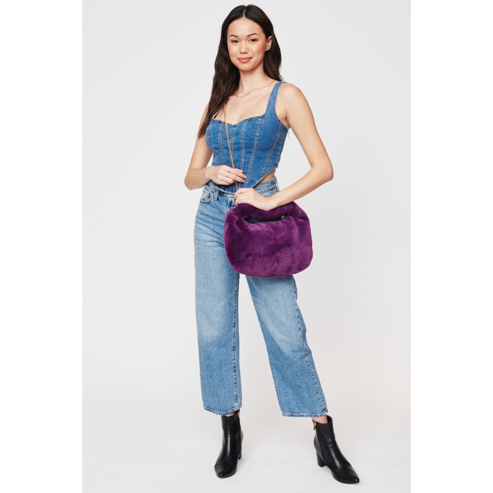 Woman wearing Purple Urban Expressions Sylvia Crossbody 840611103819 View 4 | Purple