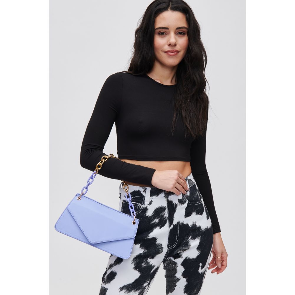 Woman wearing Periwinkle Urban Expressions Lisette Crossbody 840611118288 View 2 | Periwinkle