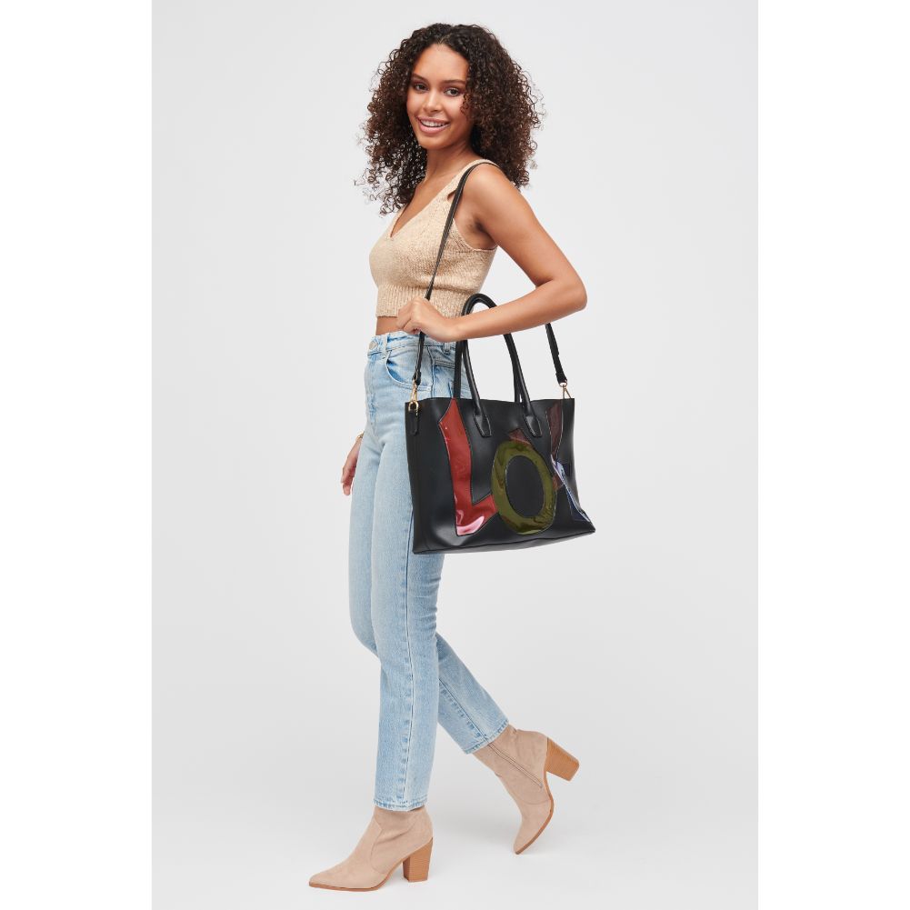 Woman wearing Black Urban Expressions Love Tote 840611160690 View 3 | Black