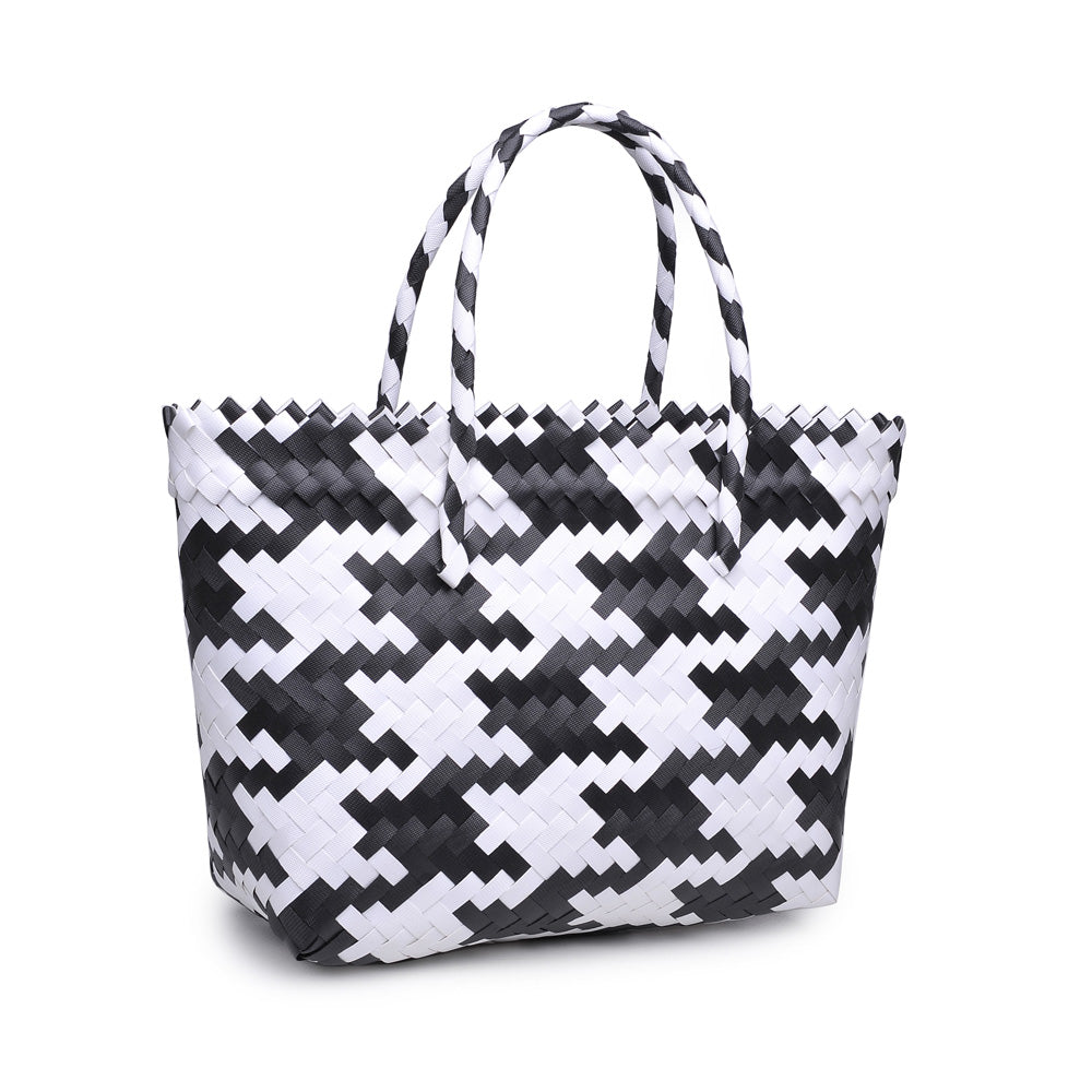 Woman wearing Black White Urban Expressions Marma Tote 840611162168 View 6 | Black White