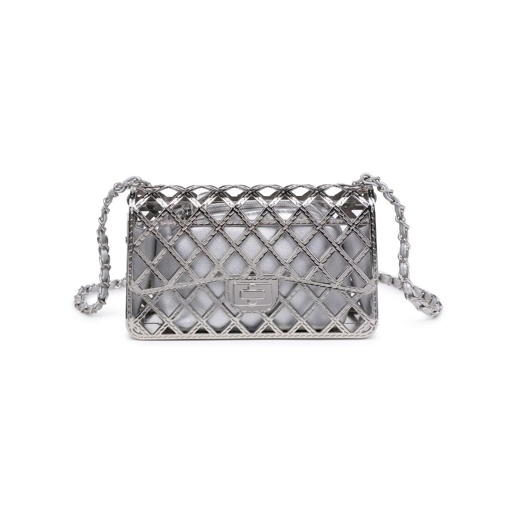 Woman wearing Silver Urban Expressions Georgina Evening Bag 840611116734 View 5 | Silver