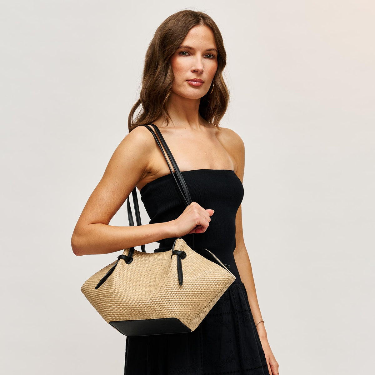 Woman wearing Natural Black Urban Expressions Dylan Tote 840504205668 View 1 | Natural Black