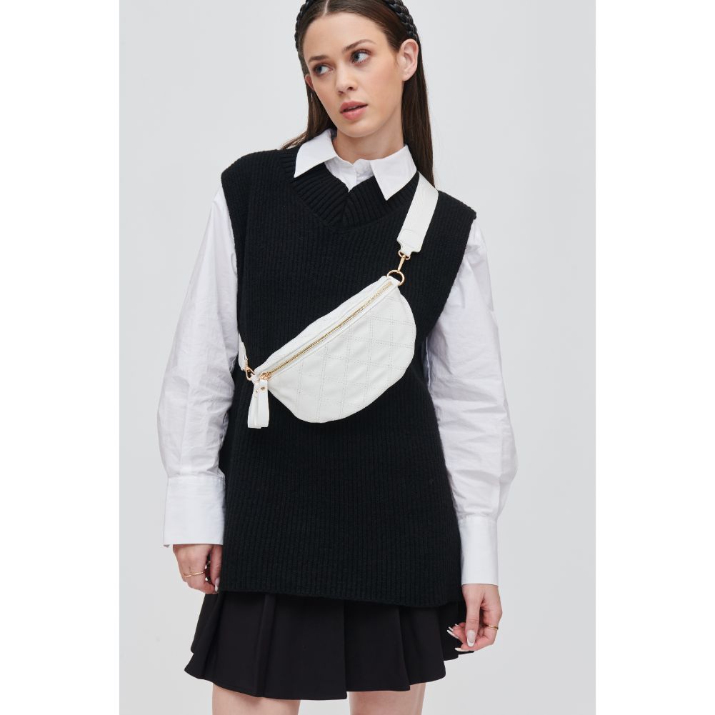 Woman wearing Black Urban Expressions Lachlan - Quilted Belt Bag 840611104366 View 1 | Black
