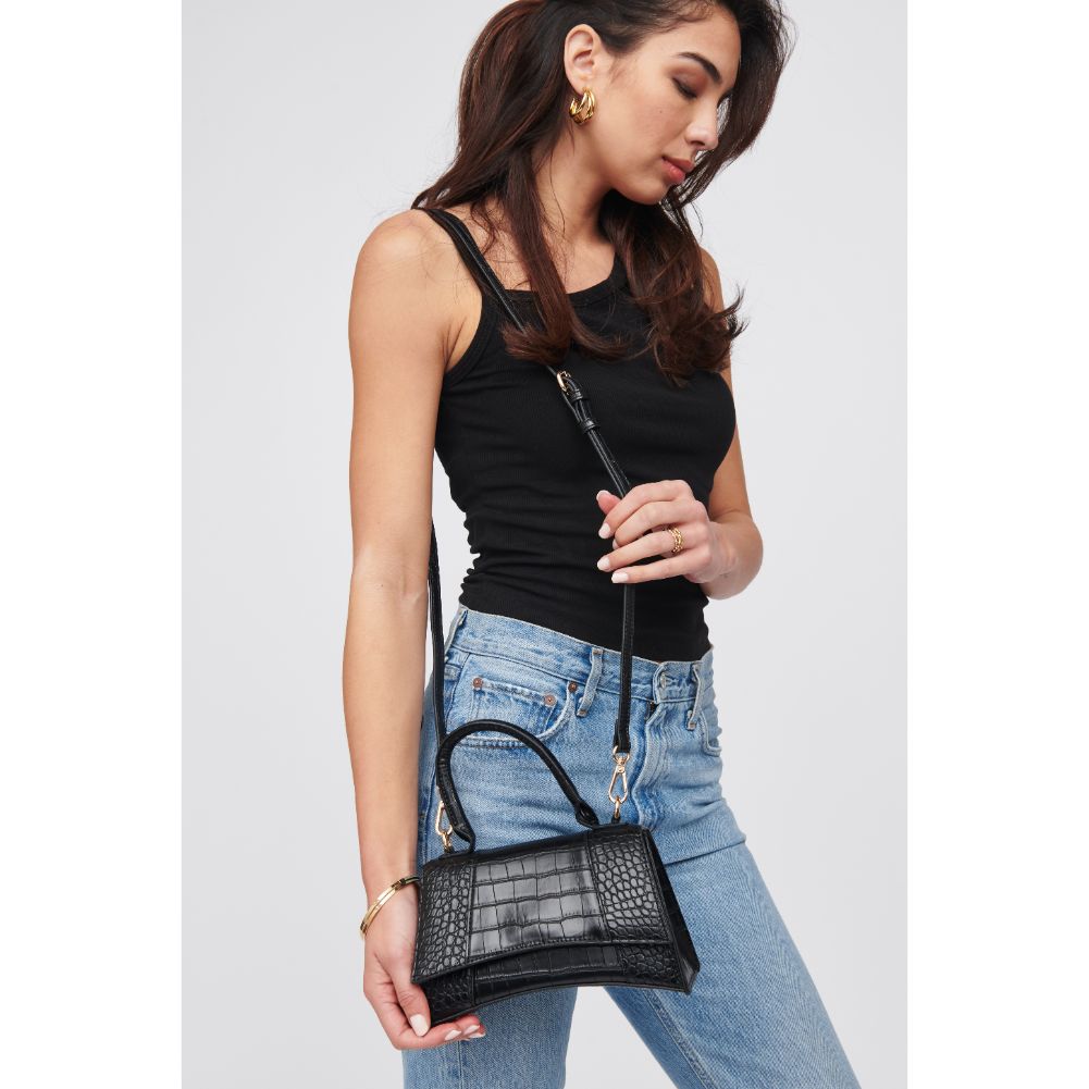 Woman wearing Black Urban Expressions Lucas - Croco Crossbody 818209018395 View 2 | Black