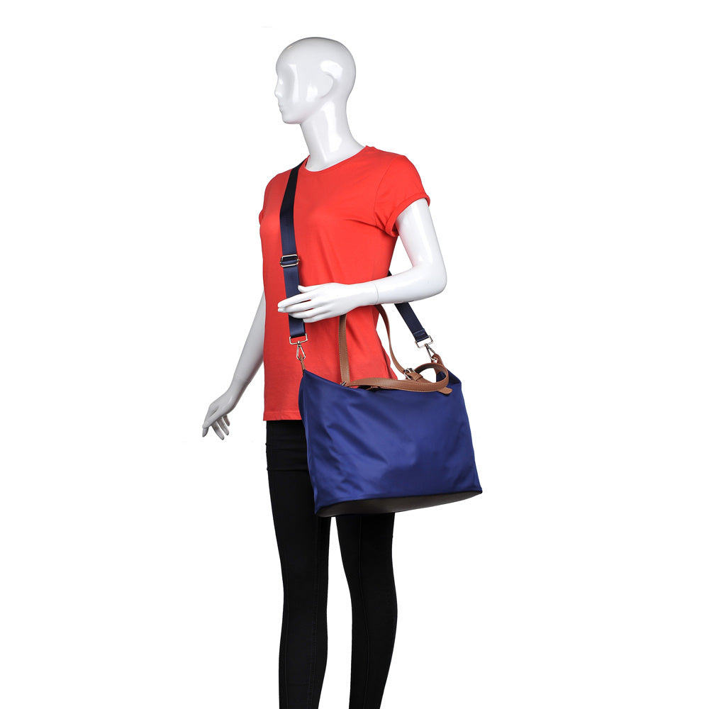 Woman wearing Navy Urban Expressions Justine Satchel NA-840611157539 View 2 | Navy