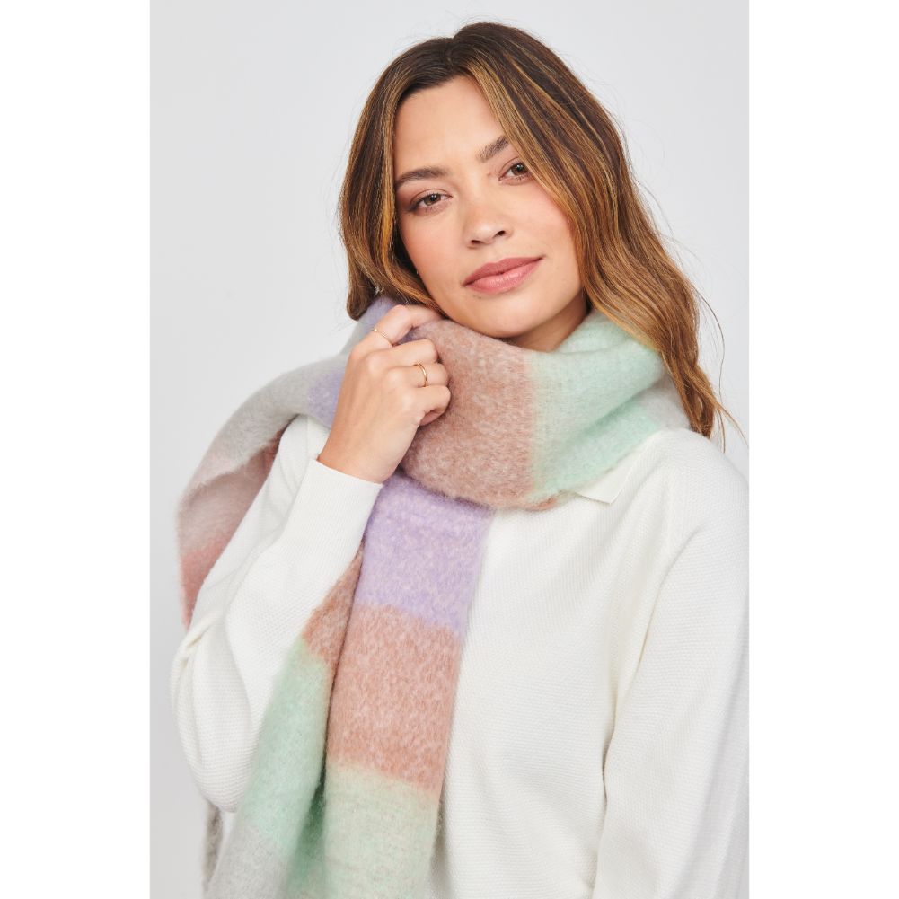Woman wearing Pink Multi Urban Expressions MAGGIO Scarves 840611103987 View 1 | Pink Multi