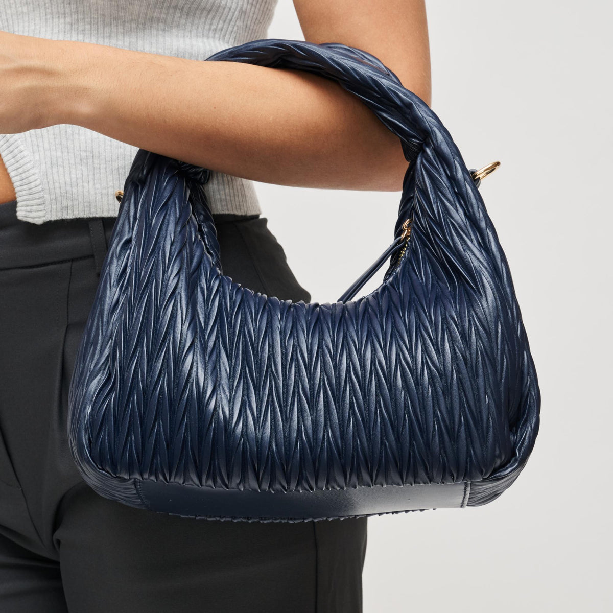 Woman wearing Midnight Urban Expressions Amara Crossbody 840611198846 View 1 | Midnight