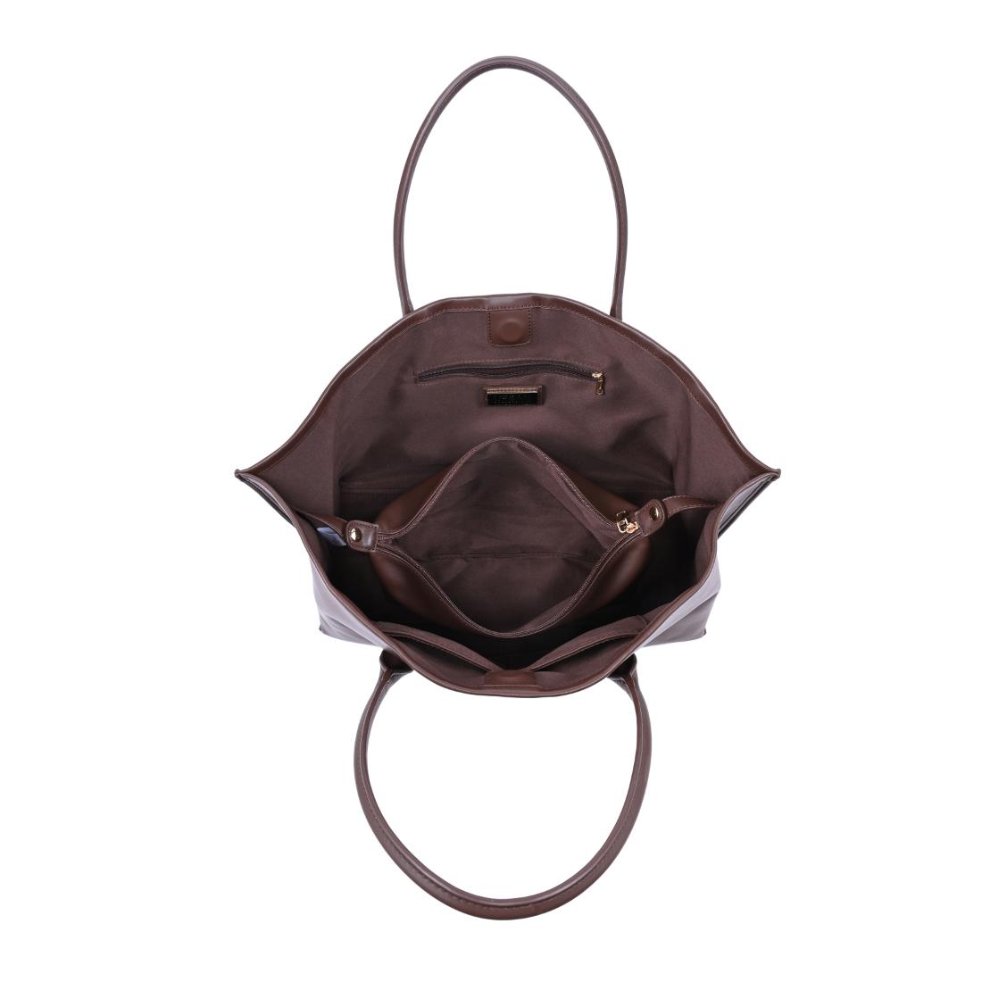 Woman wearing Chocolate Urban Expressions Levi Tote 840504205262 View 9 | Chocolate