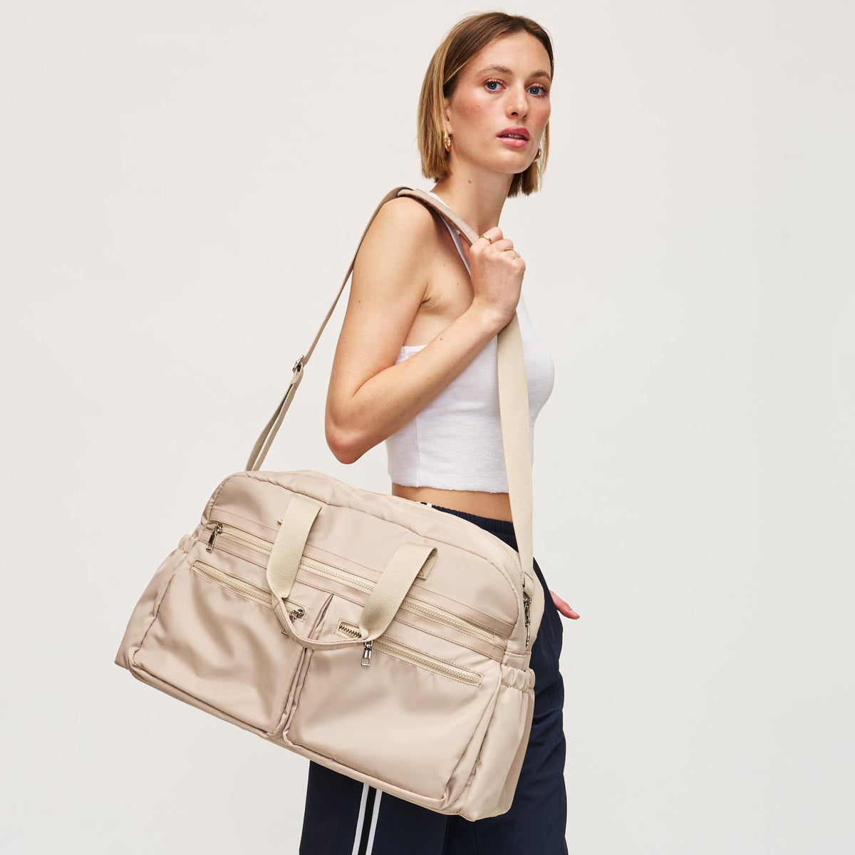 Woman wearing Nude Urban Expressions Navigator Weekender 840611195463 View 2 | Nude