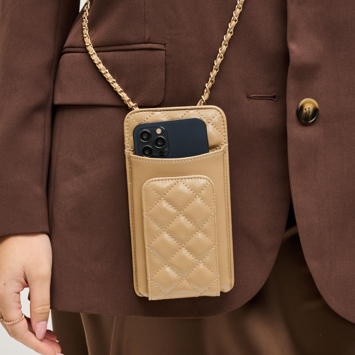 Woman wearing Natural Urban Expressions Brianna 2.0 Cell Phone Crossbody 840504203770 View 1 | Natural