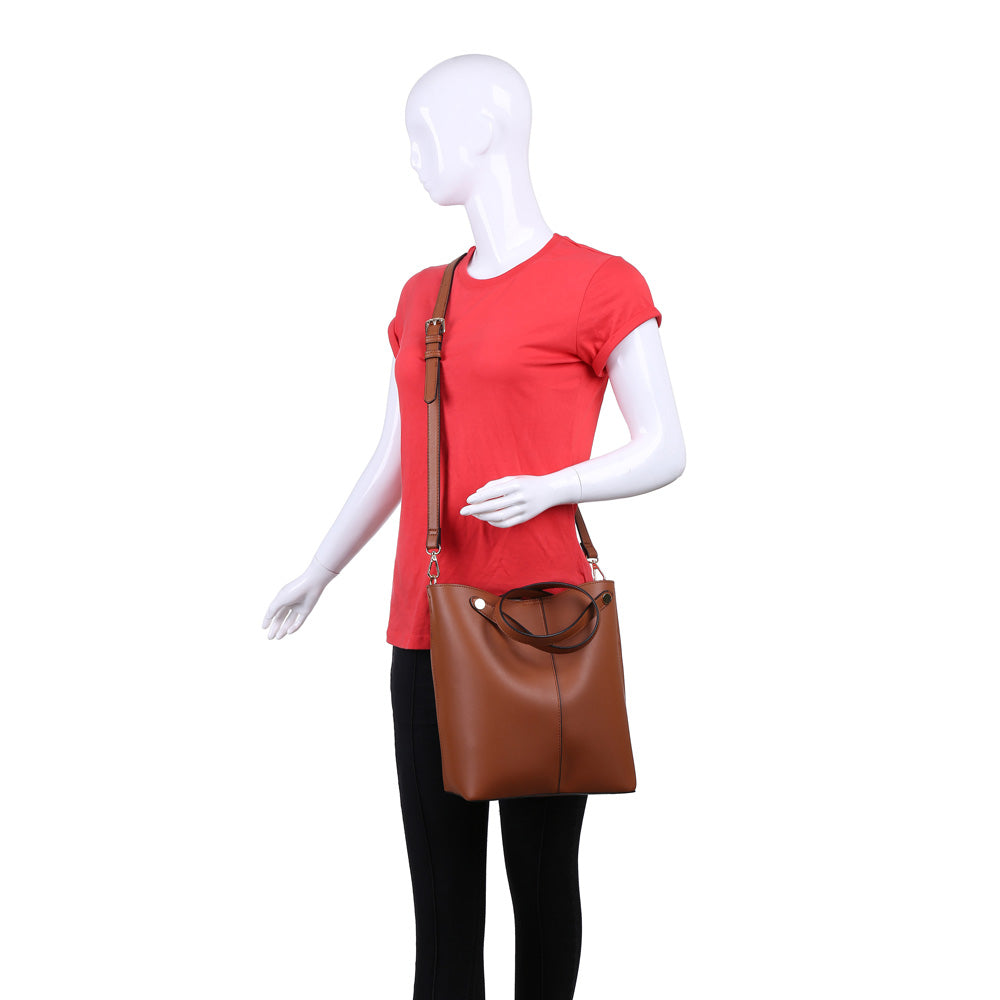 Woman wearing Tan Urban Expressions Carolina Tote NA-840611161680 View 1 | Tan