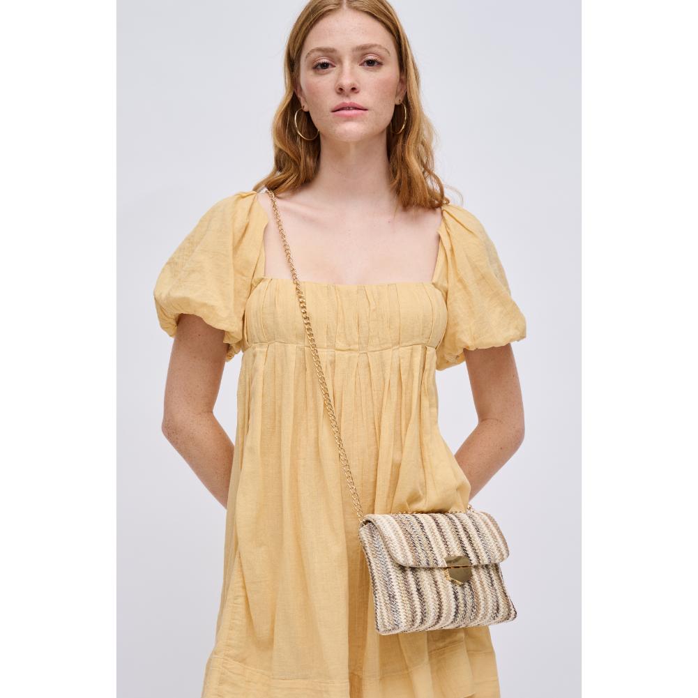 Woman wearing Natural Multi Urban Expressions Remi Crossbody 840611124081 View 3 | Natural Multi
