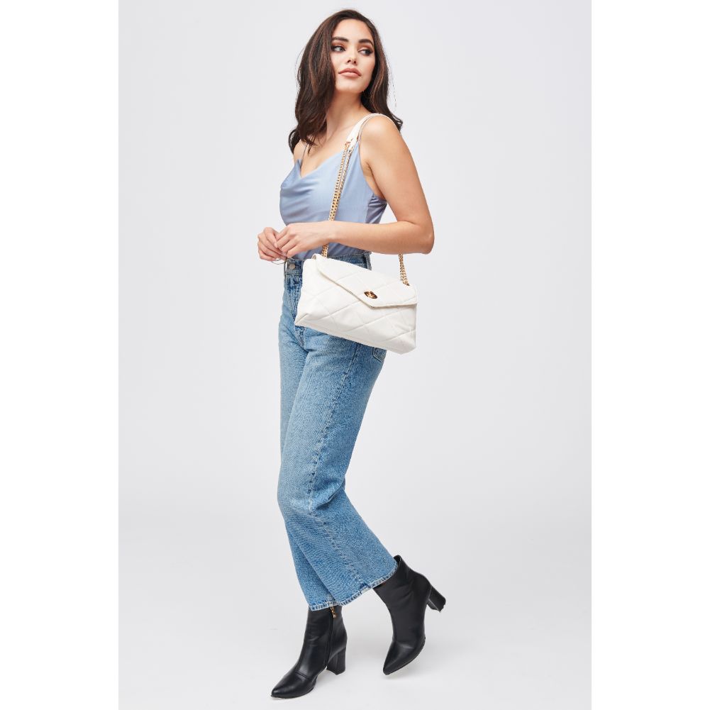 Woman wearing White Urban Expressions Felicity Crossbody 840611182777 View 3 | White