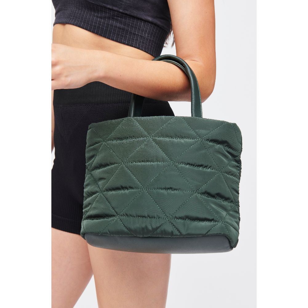 Woman wearing Hunter Green Urban Expressions Reid Tote 840611184290 View 2 | Hunter Green