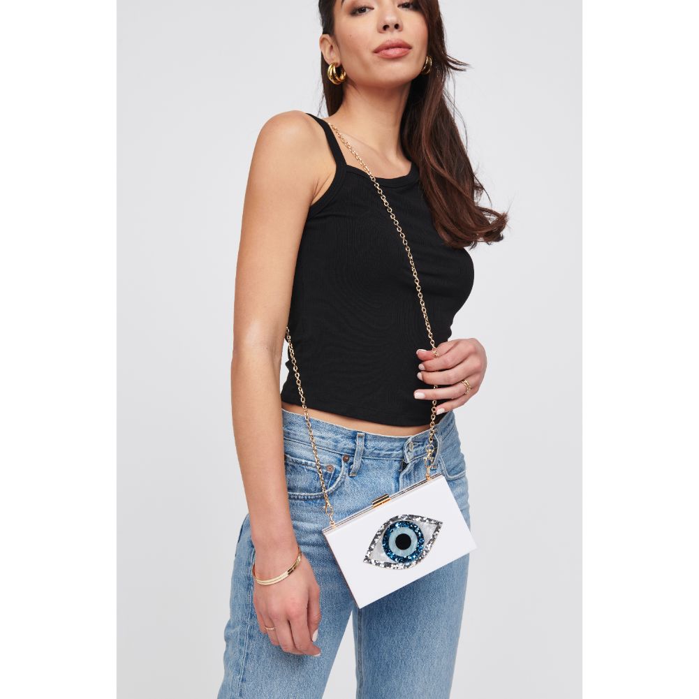 Woman wearing White Urban Expressions Clarissa Minaudiere 818209015943 View 2 | White