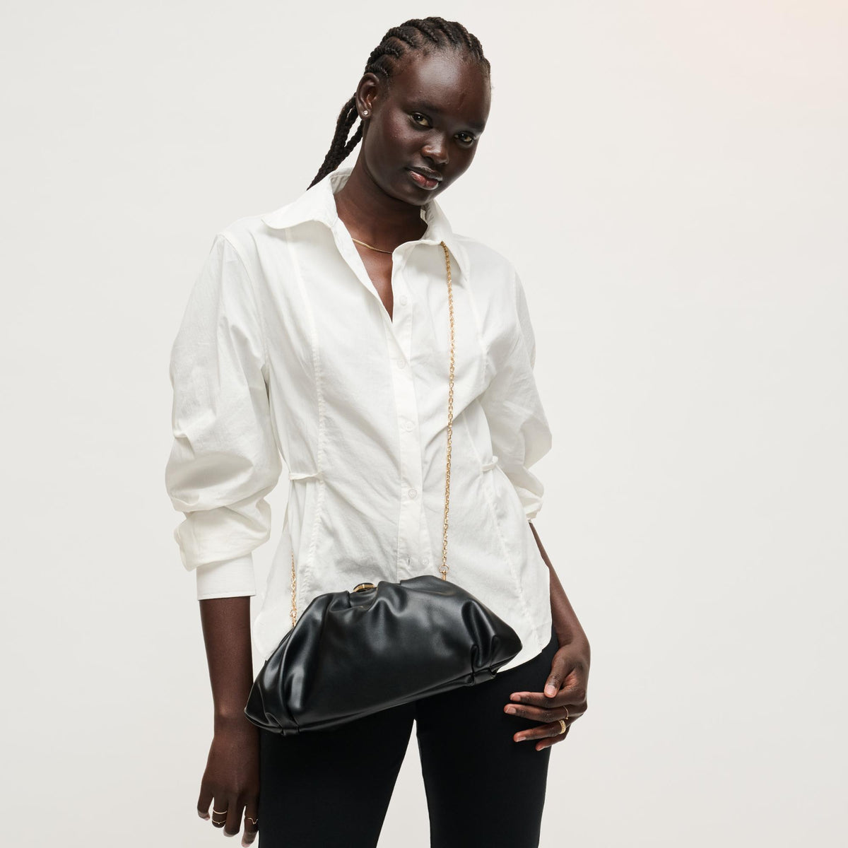 Woman wearing Black Urban Expressions Jennifer Clutch 840504208201 View 3 | Black