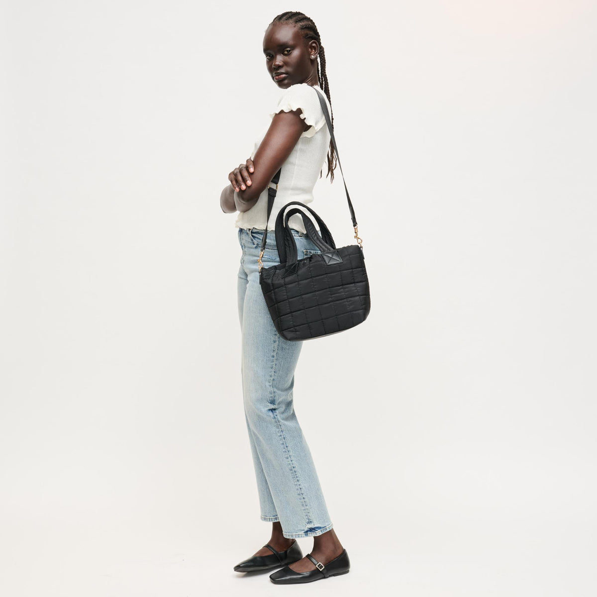Woman wearing Black Urban Expressions Lumina Tote 840504205965 View 2 | Black
