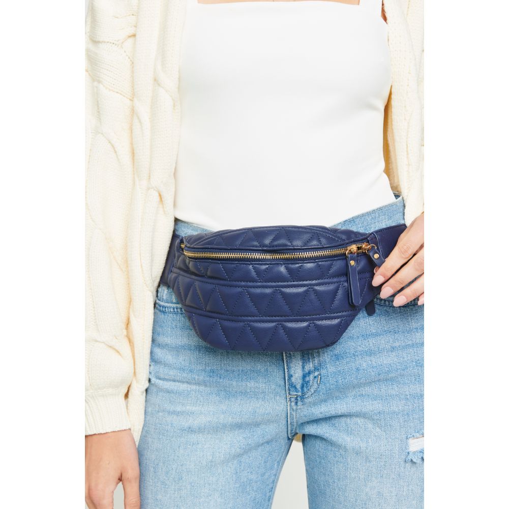 Woman wearing Navy Urban Expressions Puma Belt Bag NA-840611152688 View 1 | Navy
