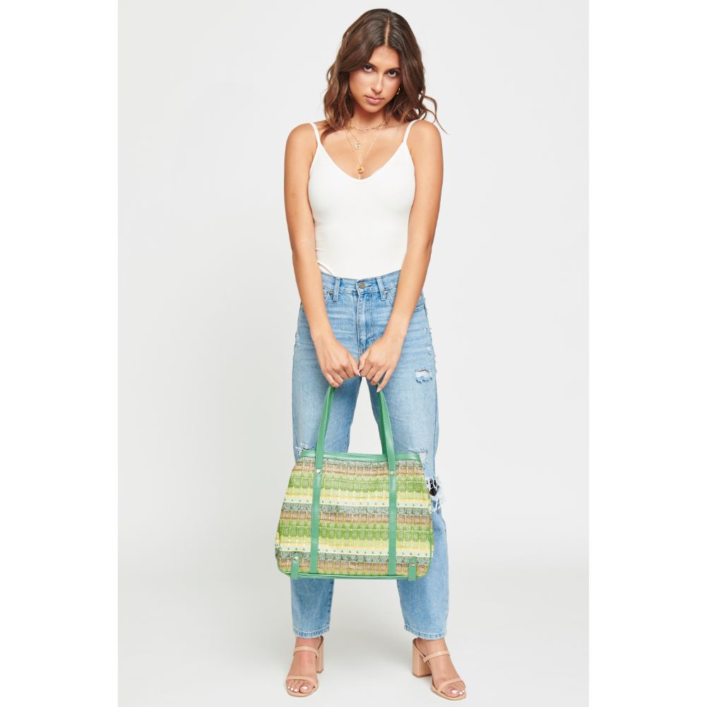 Woman wearing Green Multi Urban Expressions Journey Tote 840611111227 View 4 | Green Multi