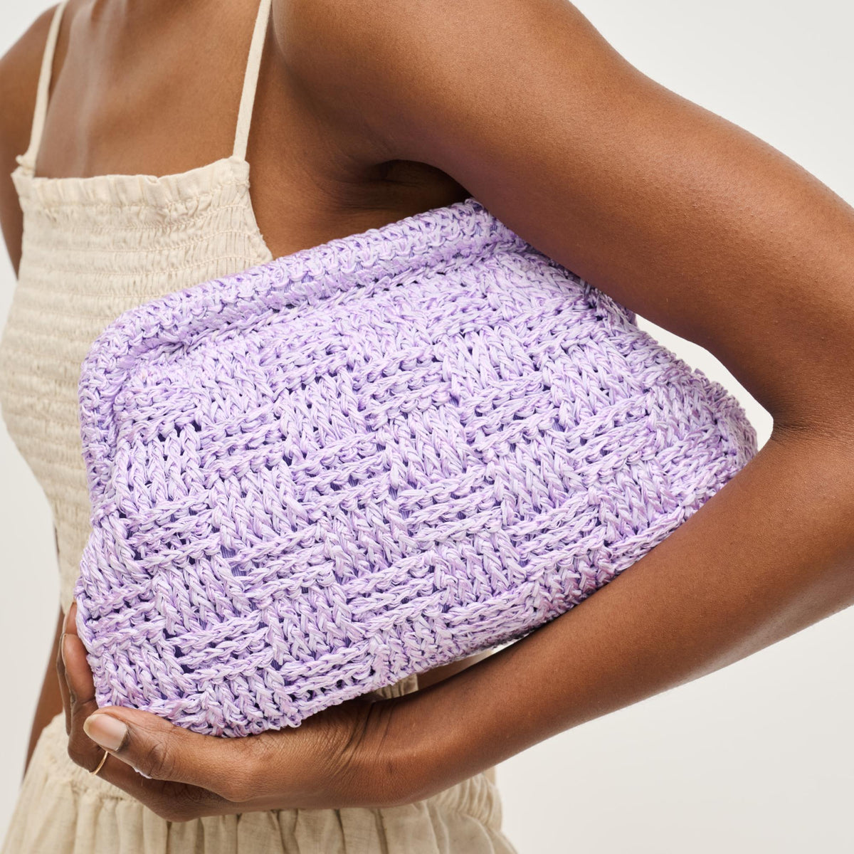 Woman wearing Lilac Urban Expressions Annie Clutch 840611146304 View 4 | Lilac