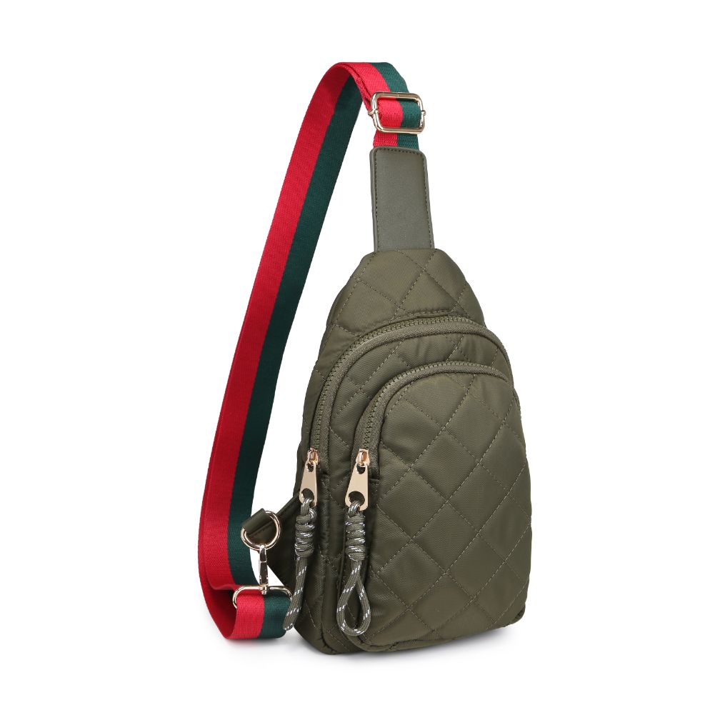 Urban Expressions Ace - Quilted Nylon Sling Backpack 840611101693 View 6 | Olive