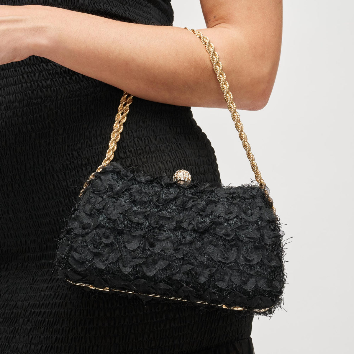 Woman wearing Black Urban Expressions Maxi Evening Bag 840611198747 View 1 | Black