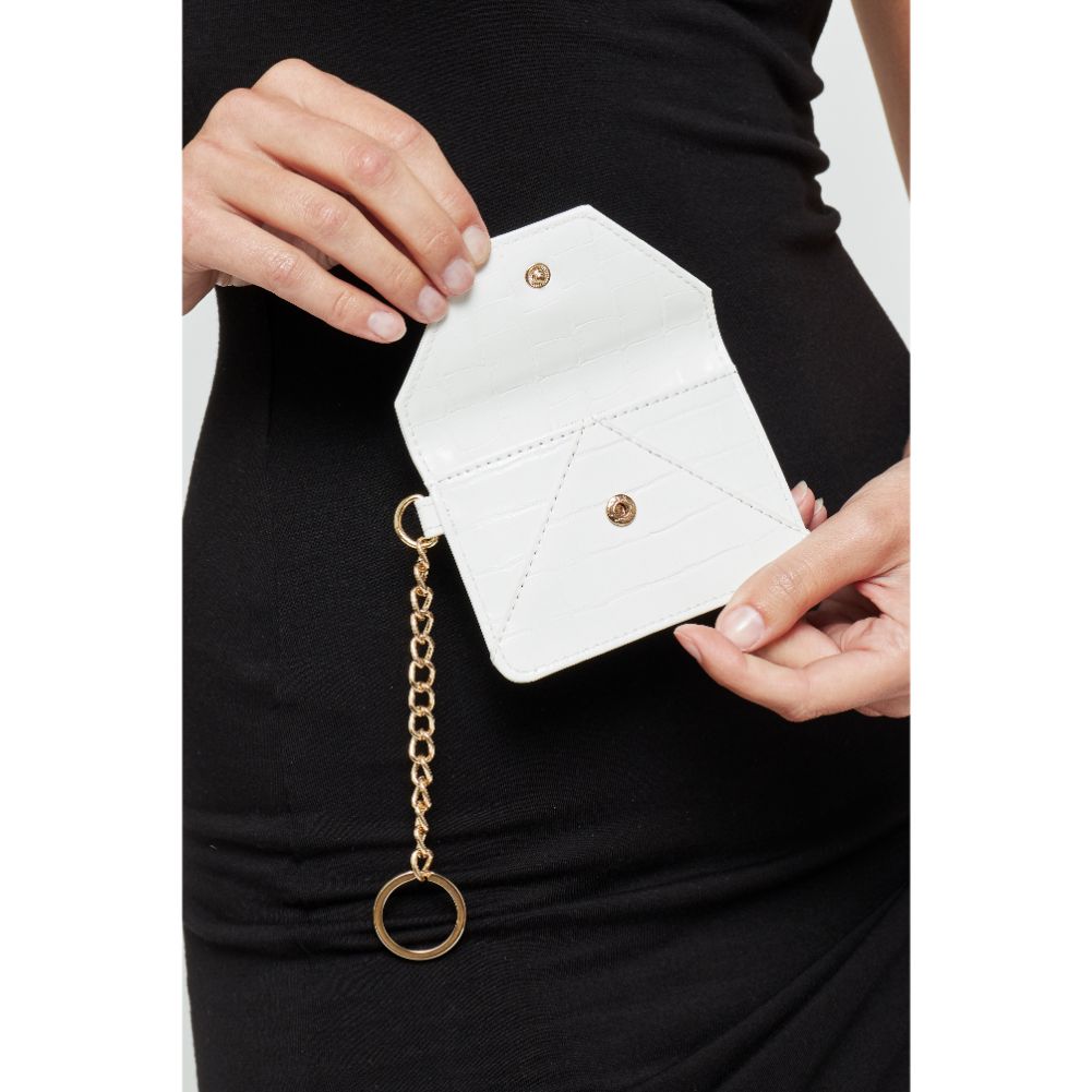 Woman wearing White Urban Expressions Gia - Croco Card Holder 840611181848 View 2 | White