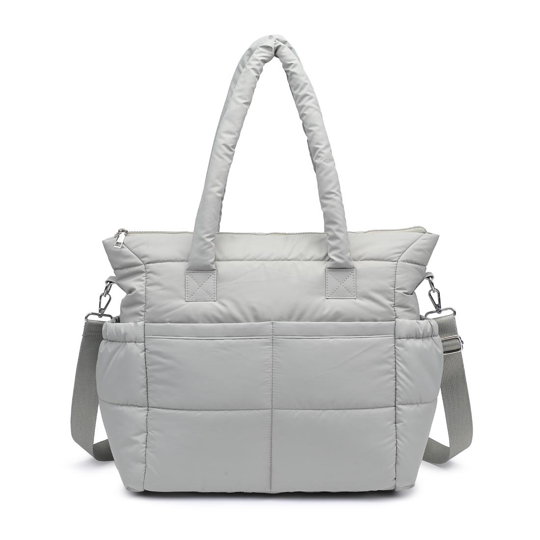 Woman wearing Sage Grey Urban Expressions Jetsetter Tote 840611195098 View 5 | Sage Grey