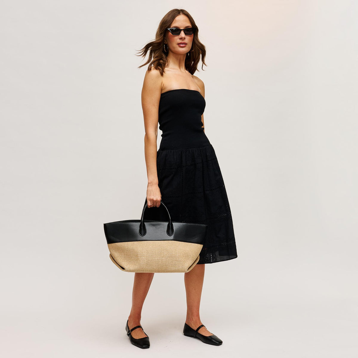 Woman wearing Natural Black Urban Expressions Kingston Tote 840504205675 View 4 | Natural Black
