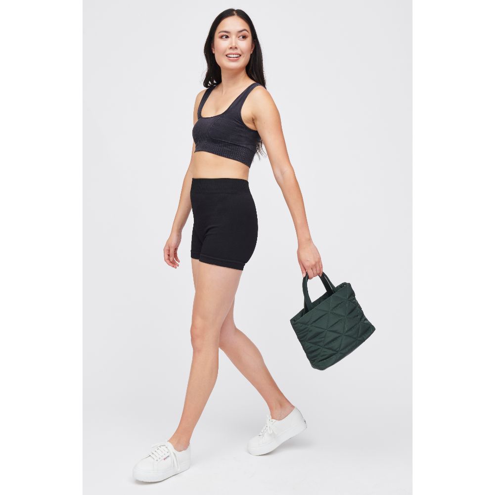 Woman wearing Hunter Green Urban Expressions Reid Tote 840611184290 View 4 | Hunter Green
