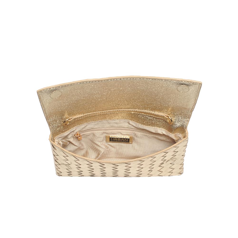 Woman wearing Gold Urban Expressions Ivy Clutch 840611133359 View 9 | Gold