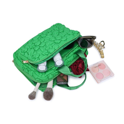 Woman wearing Kelly Green Urban Essentials Petal Plush - Nylon Travel Organizer 840611195142 View 1 | Kelly Green