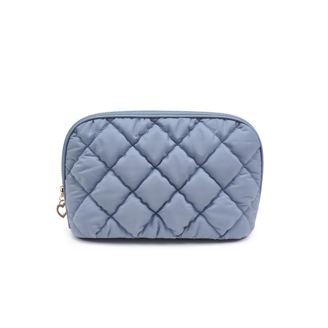 Urban Essentials Cloud Kiss - Quilted Puffer Nylon Cosmetic & Travel Organizer Dome Pouch 840611197115 View 5 | Dusty Blue