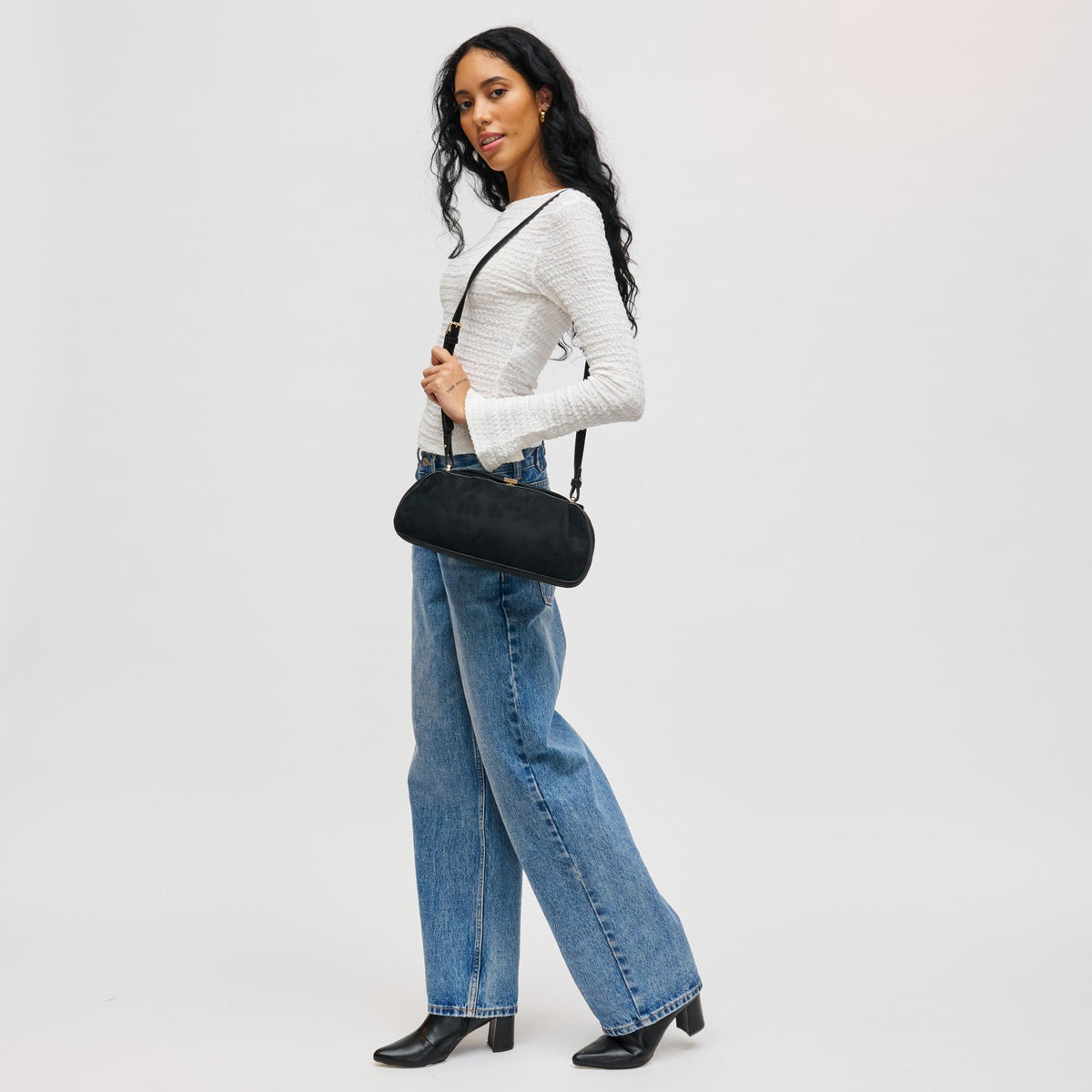 Woman wearing Black Urban Expressions Lizzie Crossbody 840611199065 View 3 | Black