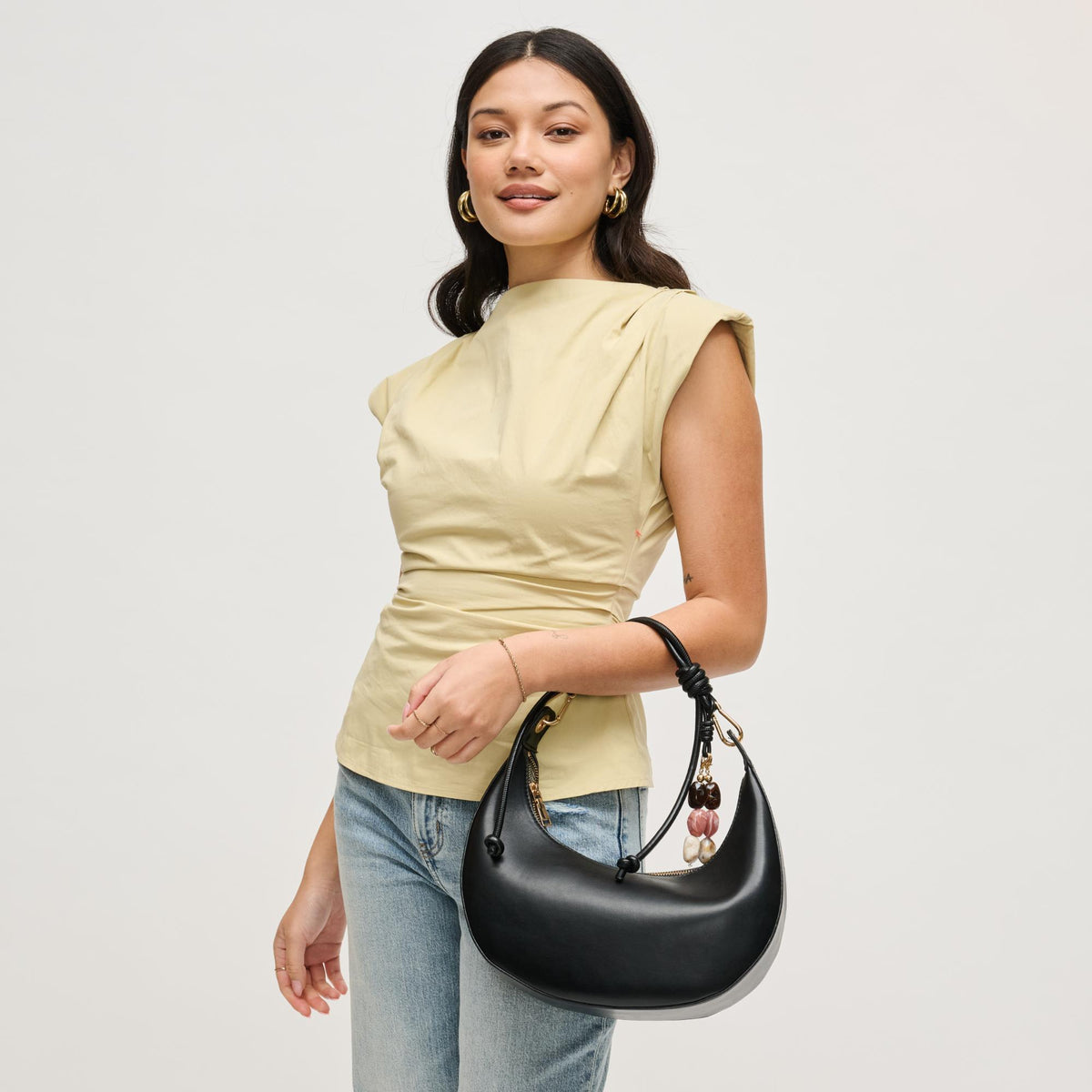 Woman wearing Black Urban Expressions Emilia Hobo 840504206429 View 4 | Black
