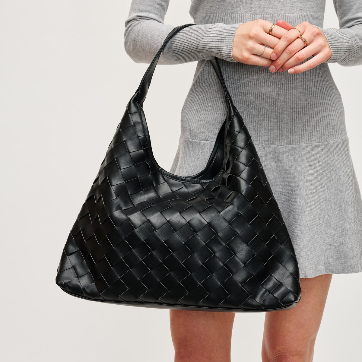 Woman wearing Black Urban Expressions Brooke Hobo 840611195722 View 1 | Black