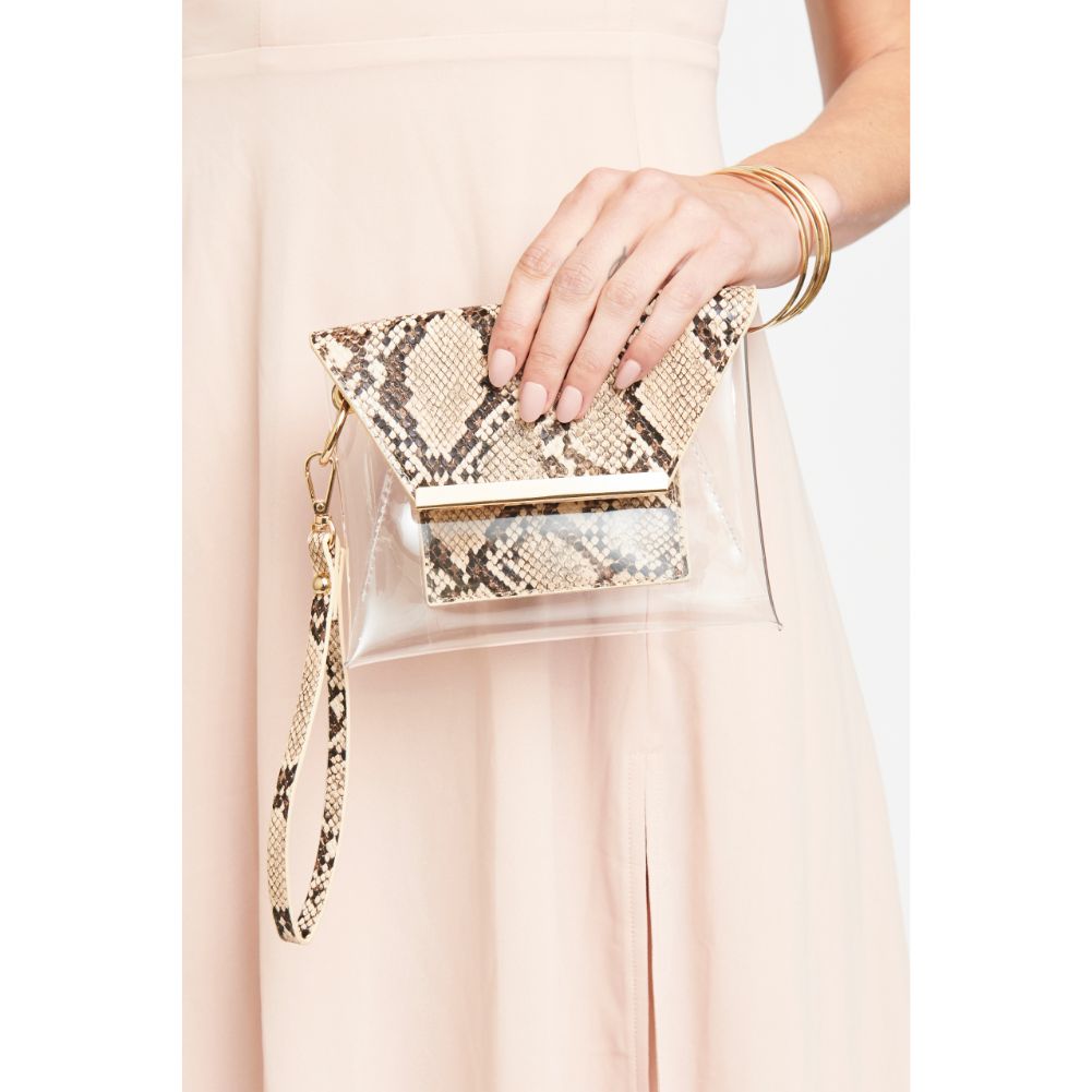 Woman wearing Natural Urban Expressions Reese Snake Wristlet NA-840611163424 View 1 | Natural