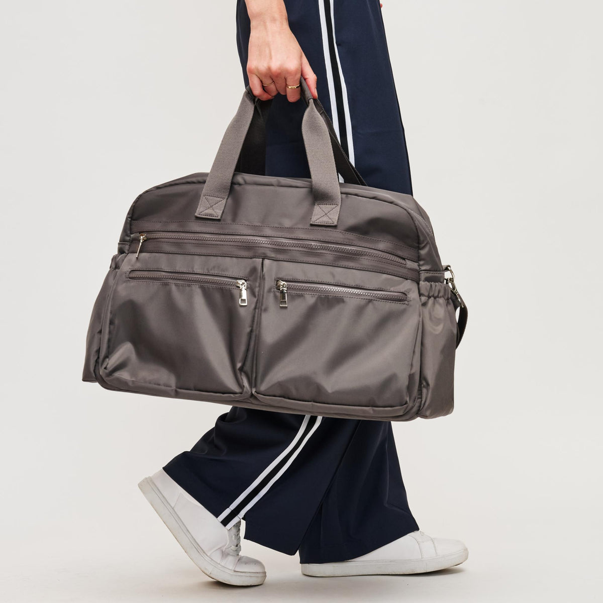 Woman wearing Grey Urban Expressions Navigator Weekender 840611145437 View 2 | Grey